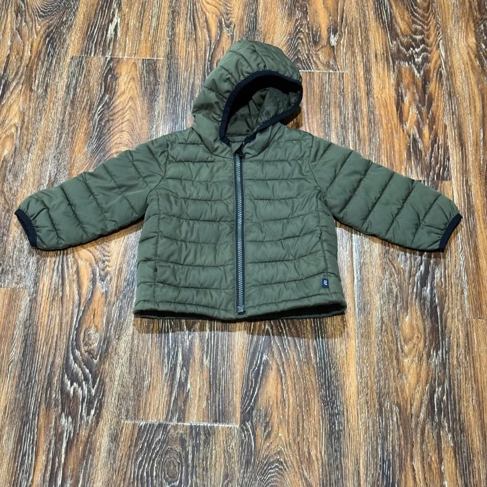 Baby Gap Coat Puffer Jacket Olive Green Hooded Water Resistant 18-24 Month Boys